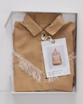 vintage western shirt with fringe and cowboy motif.